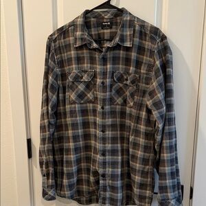 Hurley Men's Casual Plaid Shirt - Blue and Brown